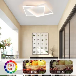 Plafonnier LED NETTLIFE - Plafonnier LED carré blanc à intensité variable 44 W pour chambre à coucher