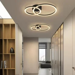 Plafonnier LED Nettlife 40 cm - 23 W - Lampe de cuisine 3 000 K - Blanc chaud - Lampe de salon moderne 2 anneaux