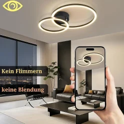 Plafonnier LED Nettlife 40 cm - 23 W - Lampe de cuisine 3 000 K - Blanc chaud - Lampe de salon moderne 2 anneaux