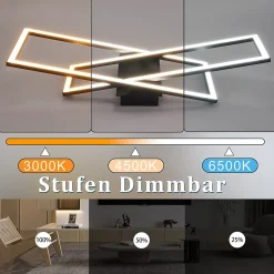 Plafonnier LED NETTLIFE noir 36W dimmable pour salon, bureau, chambre d'enfant