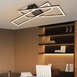 Plafonnier LED NETTLIFE noir 36W dimmable pour salon, bureau, chambre d'enfant