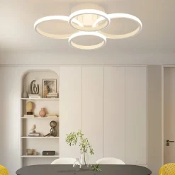 Plafonnier LED NETTLIFE, plafonnier LED à 4 anneaux, intensité variable, blanc, 48 W, lampe de salon
