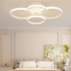 Plafonnier LED NETTLIFE, plafonnier LED à 4 anneaux, intensité variable, blanc, 48 W, lampe de salon