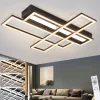 Plafonnier LED NETTLIFE pour salon, noir, rectangulaire, à intensité variable, design moderne