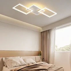 Plafonnier LED NETTLIFE pour salon - Plafonnier à intensité variable avec télécommande 63 W - Grand format - Blanc moderne