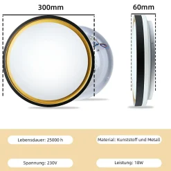 Plafonnier LED NETTLIFE salon 30CM Dimmable avec télécommande Plafonnier moderne couloir