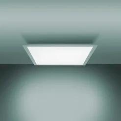 Plafonnier LED NICO metal plastique blanc LED fixes nombreuses fonctions pour bureau cabinet ou atelier 59,5 x 59,5 cm