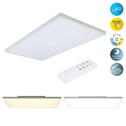 Plafonnier LED Panel 'CARENTE' longueur 59,5 cm, sans cadre, nombreuses fonctions, en métal et plastique, blanc, LED intégrées