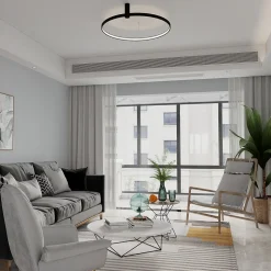 Plafonnier LED rond design moderne CCT réglable 3000-6000K noir éclairage plafond Ring