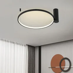 Plafonnier LED rond design moderne CCT réglable 3000-6000K noir éclairage plafond Ring