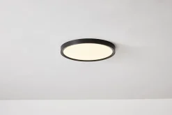 Plafonnier LED Rond 18W Extra-Plat CCT 23 cm, Lampe Superslim Sceneswitch 3 ambiances - Noir