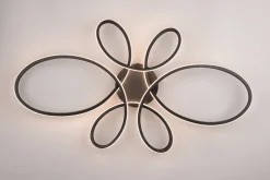 Plafonnier LED SMD 32W 3000K noir mat, variateur SWITCH intégré - Trio - Fly