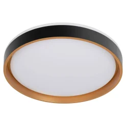 Plafonnier LED TUNIS 39 cm metal plastique noir-or style moderne dimmable memoire hauteur 7,5 cm