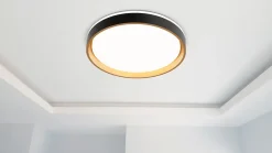 Plafonnier LED TUNIS 39 cm metal plastique noir-or style moderne dimmable memoire hauteur 7,5 cm