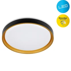 Plafonnier LED TUNIS 39 cm metal plastique noir-or style moderne dimmable memoire hauteur 7,5 cm