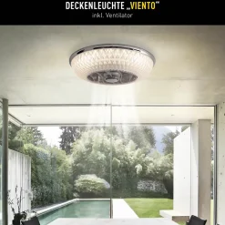 Plafonnier LED VIENTO metal plastique avec ventilateur LED integrees pour pieces habitation ou bureau