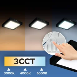 Plafonnier LED 18W 1660 lm 3CCT 17,3x17,3 cm IP20 carré noir SELENA HOROZ