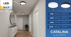 Plafonnier LED 18W 1660 lm 3CCT 17,5 cm IP20 rond blanc CATALINA HOROZ