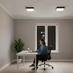 Plafonnier LED 24W 2270 lm 3CCT 21,5x21,5 cm IP20 carré noir CATALINA/S HOROZ