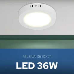 Plafonnier LED 36W 3600 lm 3CCT 29 cm IP20 rond blanc MILENA HOROZ
