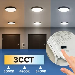 Plafonnier LED 24W 1680 lm 3CCT 3000K / 4200K / 6400K IP20 rond noir-1 pc