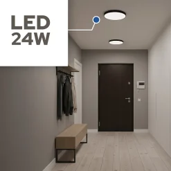 Plafonnier LED 24W 1680 lm 3CCT 3000K / 4200K / 6400K IP20 rond noir-1 pc