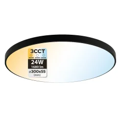 Plafonnier LED 24W 1680 lm 3CCT 3000K / 4200K / 6400K IP20 rond noir-1 pc