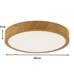 Plafonnier LED 18W Bois Chêne 28cm - Blanc Neutre 4000K - 5500K - SILAMP