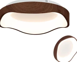 Plafonnier LED 24W Lumière 3000K Moderne avec Grain de Bois Economie Energie pour Salon Salle à manger Classe énergétique F