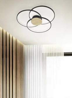 Plafonnier LED 40W SMD, 4800lm, 3000K, noir mat - Trio - Sedona