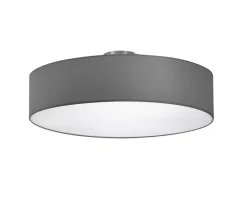 Plafonnier LED 3xE27, max. 60W, Gris, Nickel Mat, Tissu - Trio - Hotel