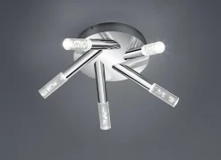 Plafonnier Led 5x3,1W, IP44, chrome et acrylique transparent - TRIO - BOLSA