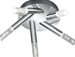 Plafonnier Led 5x3,1W, IP44, chrome et acrylique transparent - TRIO - BOLSA