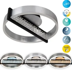 Plafonnier LED YVARIS 53.2x50x13.7cm metal plastique aluminium moderne dimmable veilleuse telecommande LEDs integrees