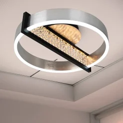 Plafonnier LED YVARIS 53.2x50x13.7cm metal plastique aluminium moderne dimmable veilleuse telecommande LEDs integrees