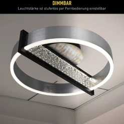 Plafonnier LED YVARIS 53.2x50x13.7cm metal plastique aluminium moderne dimmable veilleuse telecommande LEDs integrees
