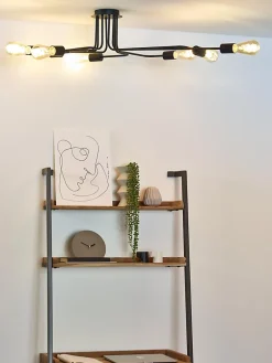 Plafonnier LESTER en métal avec 8xE27 - Noir - Lucide