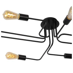 Plafonnier LESTER en métal avec 8xE27 - Noir - Lucide