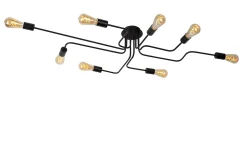 Plafonnier LESTER en métal avec 8xE27 - Noir - Lucide