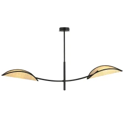 Plafonnier LOTUS 2 BLACK/RATTAN, Emibig Lighting, Fabriqué en EU