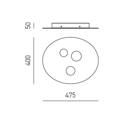 Plafonnier Luna en métal gris tourterelle 47,5x40cm, 3 lumières GX53 max 3x8W, design rond moderne, ampoules non fournies