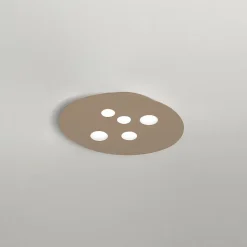 Plafonnier Luna en métal gris tourterelle 60x50cm, 5 lumières GX53 max 5x8W, design rond moderne, ampoules non fournies