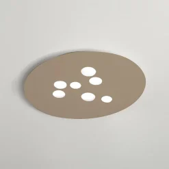 Plafonnier Luna en métal gris tourterelle 72,5x60cm, 7 lumières GX53 max 7x8W, design rond moderne, ampoules non fournies