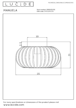 Plafonnier MANUELA en métal avec 1xE27 - Noir - Lucide
