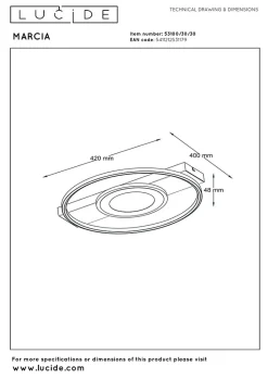 Plafonnier MARCIA en aluminium avec LED intégré - Noir - Lucide