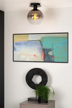 Plafonnier MARIUS en verre avec 1xE27 - Noir - Lucide