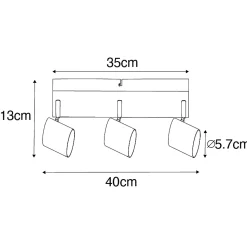 Plafonnier moderne blanc 3 lumières réglable rectangulaire - Jeana