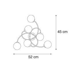 Plafonnier moderne doré 6 lumières avec verre fumé - Athènes