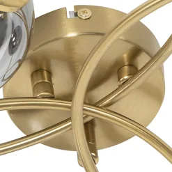 Plafonnier moderne doré 6 lumières avec verre fumé - Athènes