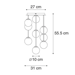 Plafonnier moderne doré 9 lumières avec verre fumé - Athènes